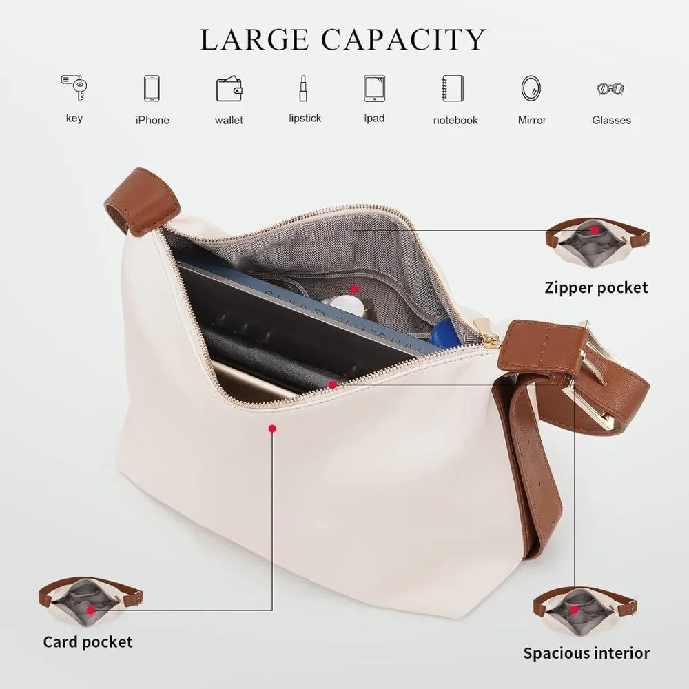 Vegan Leather Hobo Bag Women Tote Shoulder Purse Crossbody Adjustable Strap